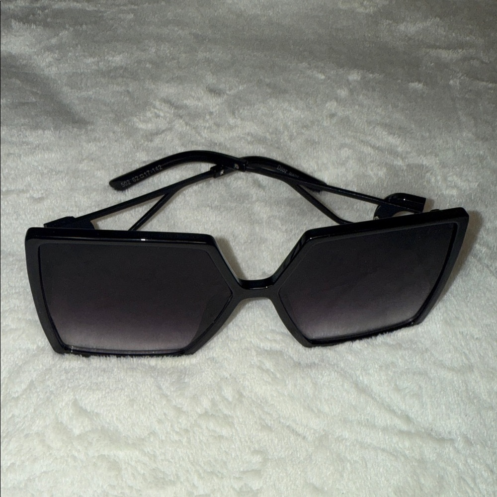 Black Oversized Geometric Sunglasses - Women Accessories
